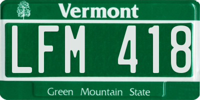 VT license plate LFM418