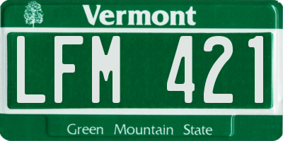 VT license plate LFM421