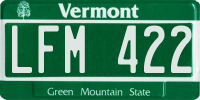VT license plate LFM422