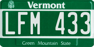 VT license plate LFM433