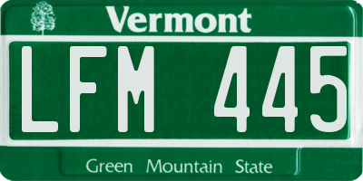 VT license plate LFM445