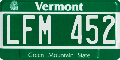 VT license plate LFM452