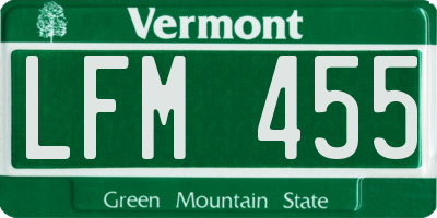 VT license plate LFM455