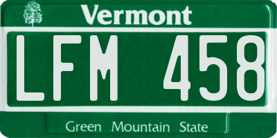 VT license plate LFM458