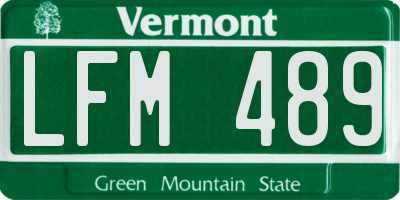VT license plate LFM489
