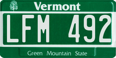 VT license plate LFM492