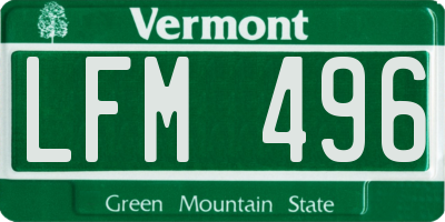 VT license plate LFM496