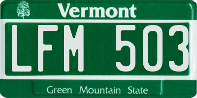 VT license plate LFM503