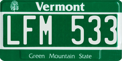 VT license plate LFM533