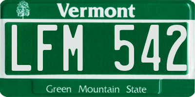 VT license plate LFM542