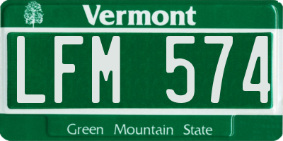 VT license plate LFM574