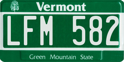 VT license plate LFM582