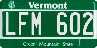 VT license plate LFM602