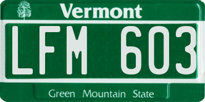 VT license plate LFM603