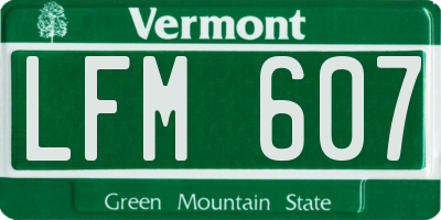VT license plate LFM607