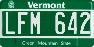 VT license plate LFM642