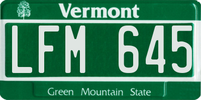 VT license plate LFM645