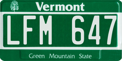 VT license plate LFM647