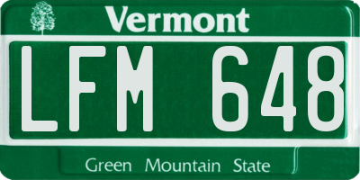 VT license plate LFM648
