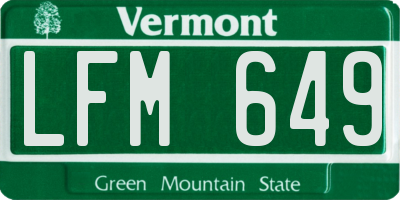 VT license plate LFM649