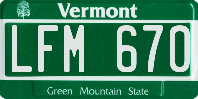 VT license plate LFM670