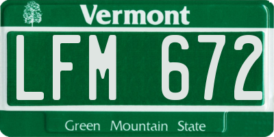 VT license plate LFM672