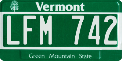 VT license plate LFM742