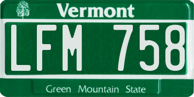 VT license plate LFM758