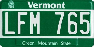 VT license plate LFM765