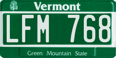 VT license plate LFM768