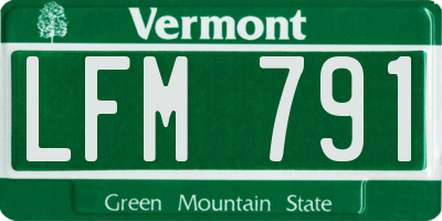 VT license plate LFM791