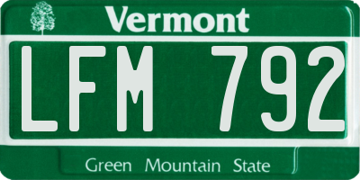 VT license plate LFM792