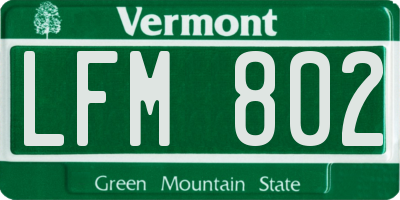 VT license plate LFM802