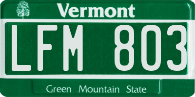 VT license plate LFM803
