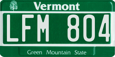 VT license plate LFM804