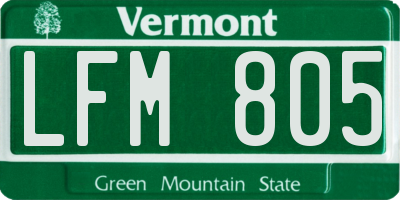 VT license plate LFM805