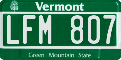 VT license plate LFM807