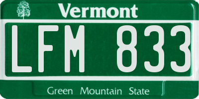 VT license plate LFM833