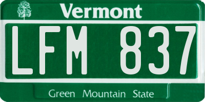 VT license plate LFM837