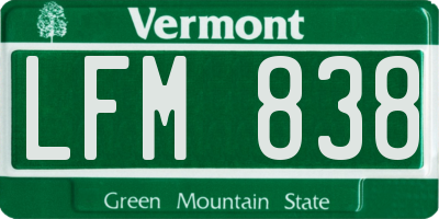 VT license plate LFM838