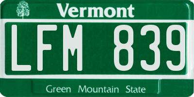 VT license plate LFM839