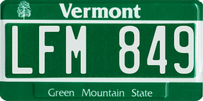 VT license plate LFM849