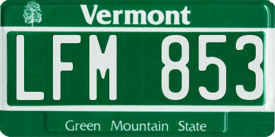 VT license plate LFM853