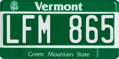 VT license plate LFM865