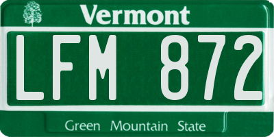 VT license plate LFM872