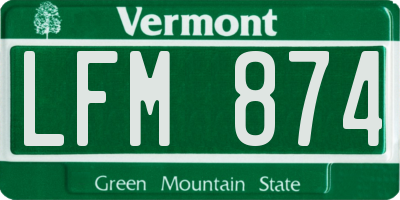 VT license plate LFM874