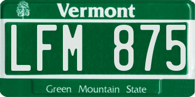 VT license plate LFM875