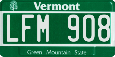 VT license plate LFM908