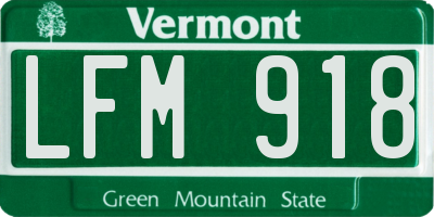 VT license plate LFM918