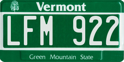 VT license plate LFM922